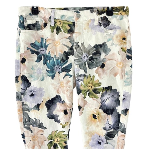 7 For All Mankind Denim - 7 For All Mankind Women's Size 32 Floral Print Jeans‎ Straight Leg High Rise